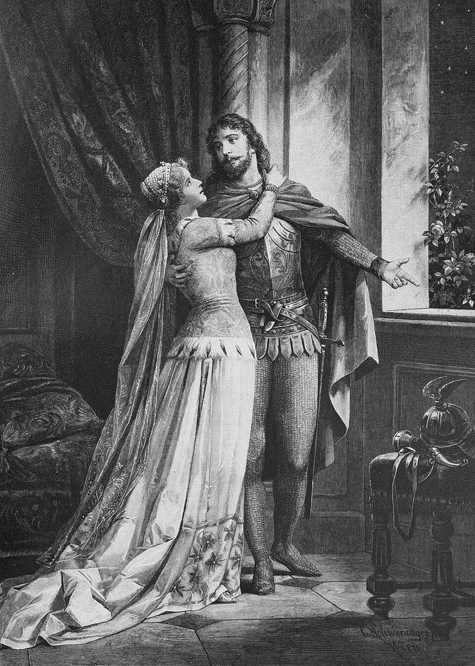 Carl Schweninger II - Lohengrin ed Elsa la sera delle loro nozze